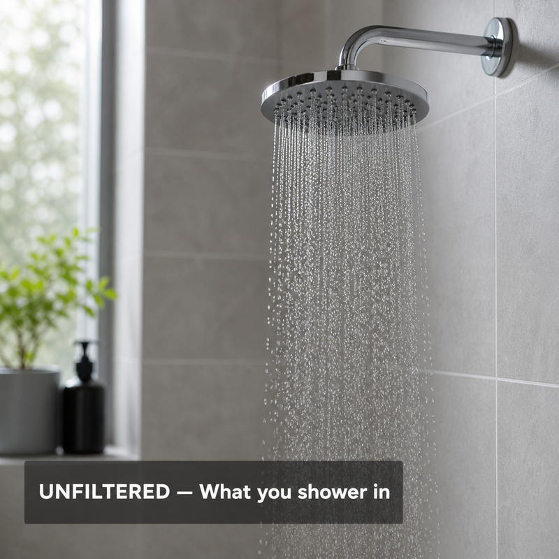 Unfiltered shower water